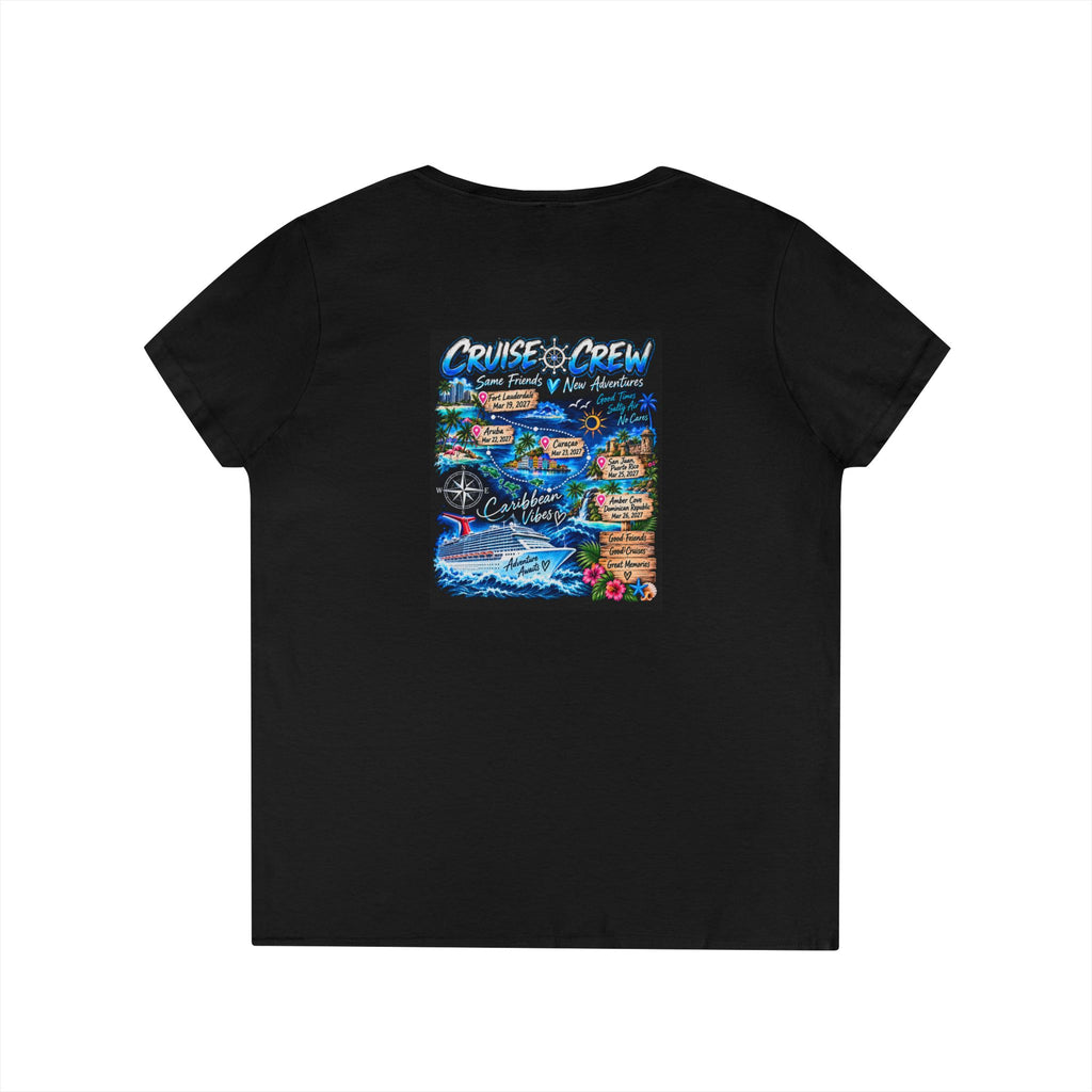Cruise Crew Ladies V-Neck T-Shirt — "Cruising with Good Friends" Vacation Tee
