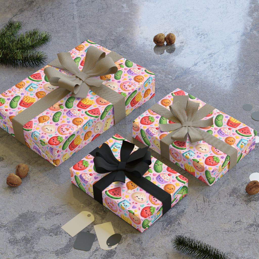 Colorful Squishy Food Birthday girl wrapping Paper