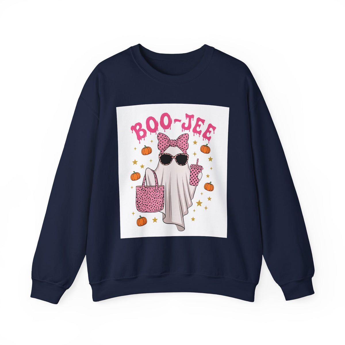Boo-Jee Ghost Sweatshirt - Pink Polka Dot Halloween