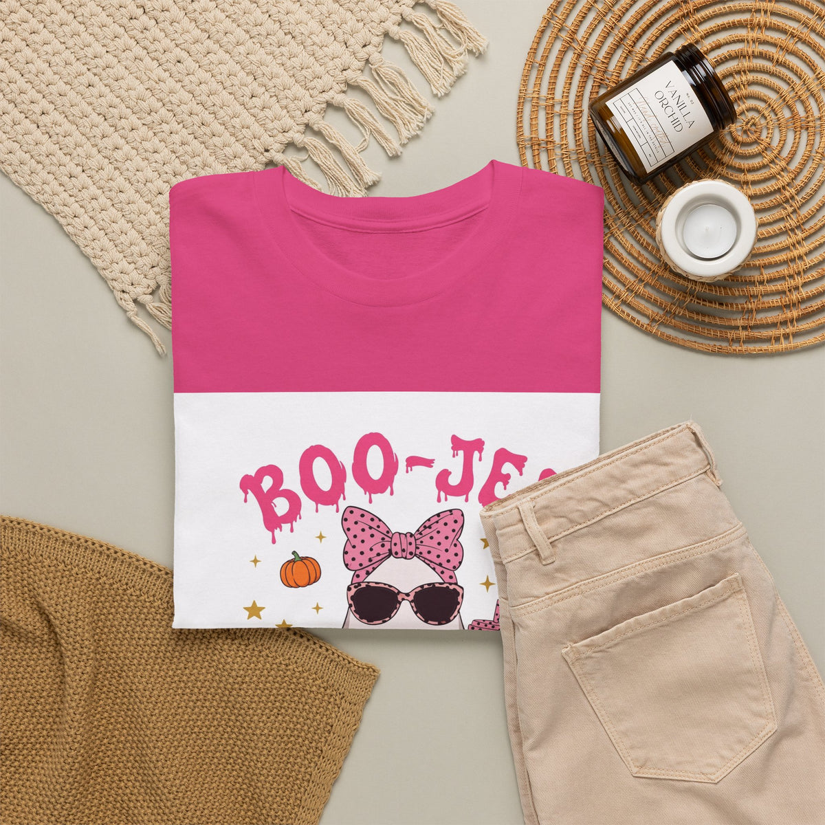Boo-Jee Ghost T-Shirt - Pink Polka Dot Halloween