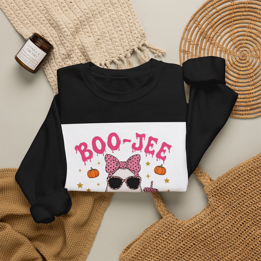 Boo-Jee Ghost Sweatshirt - Pink Polka Dot Halloween