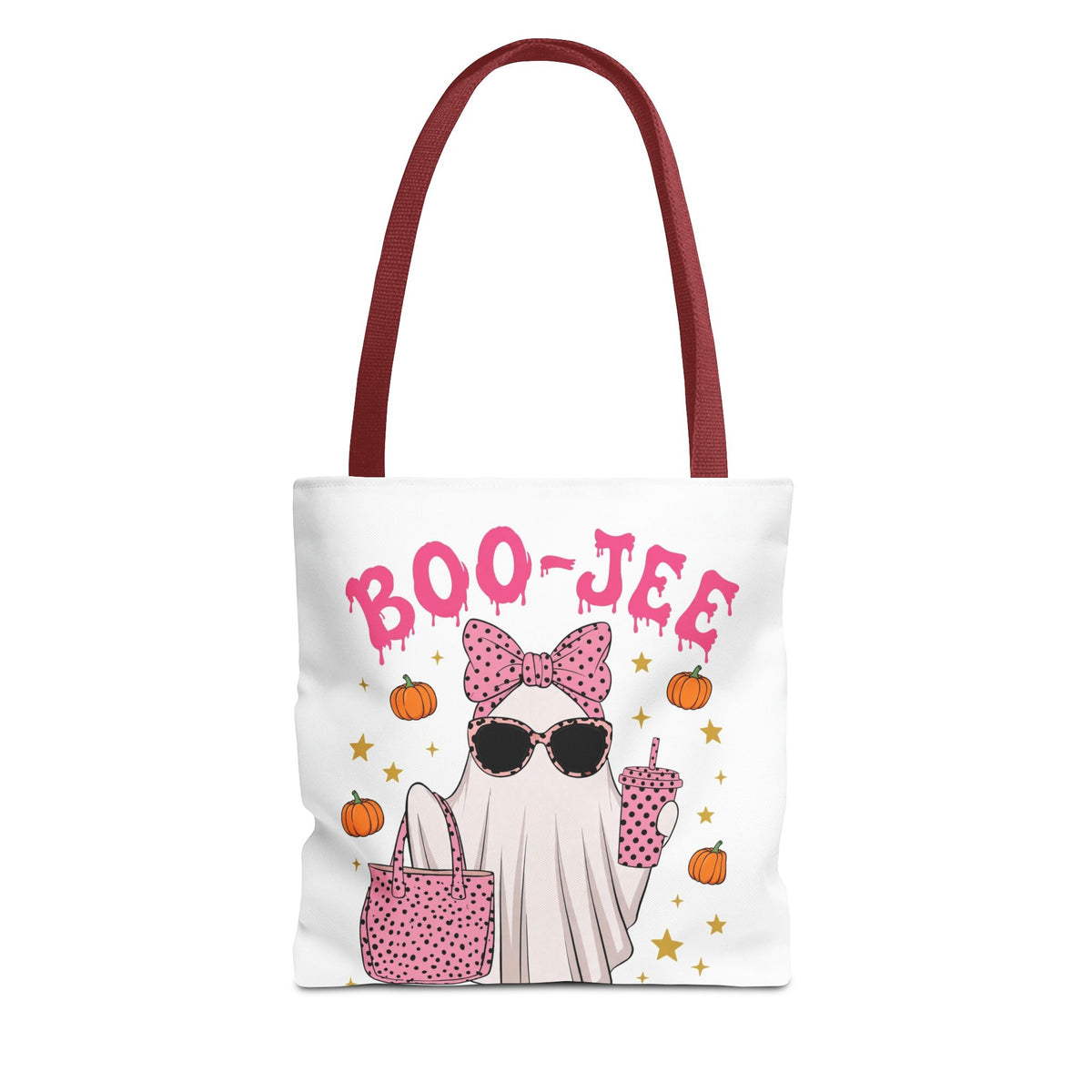 Boo-Jee Ghost Tote Bag - Pink Polka Dot Halloween