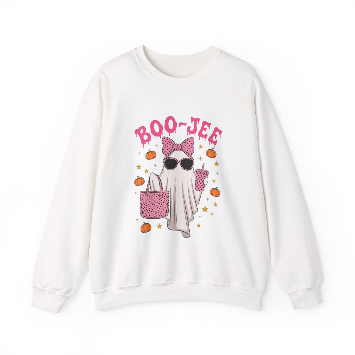 Boo-Jee Ghost Sweatshirt - Pink Polka Dot Halloween