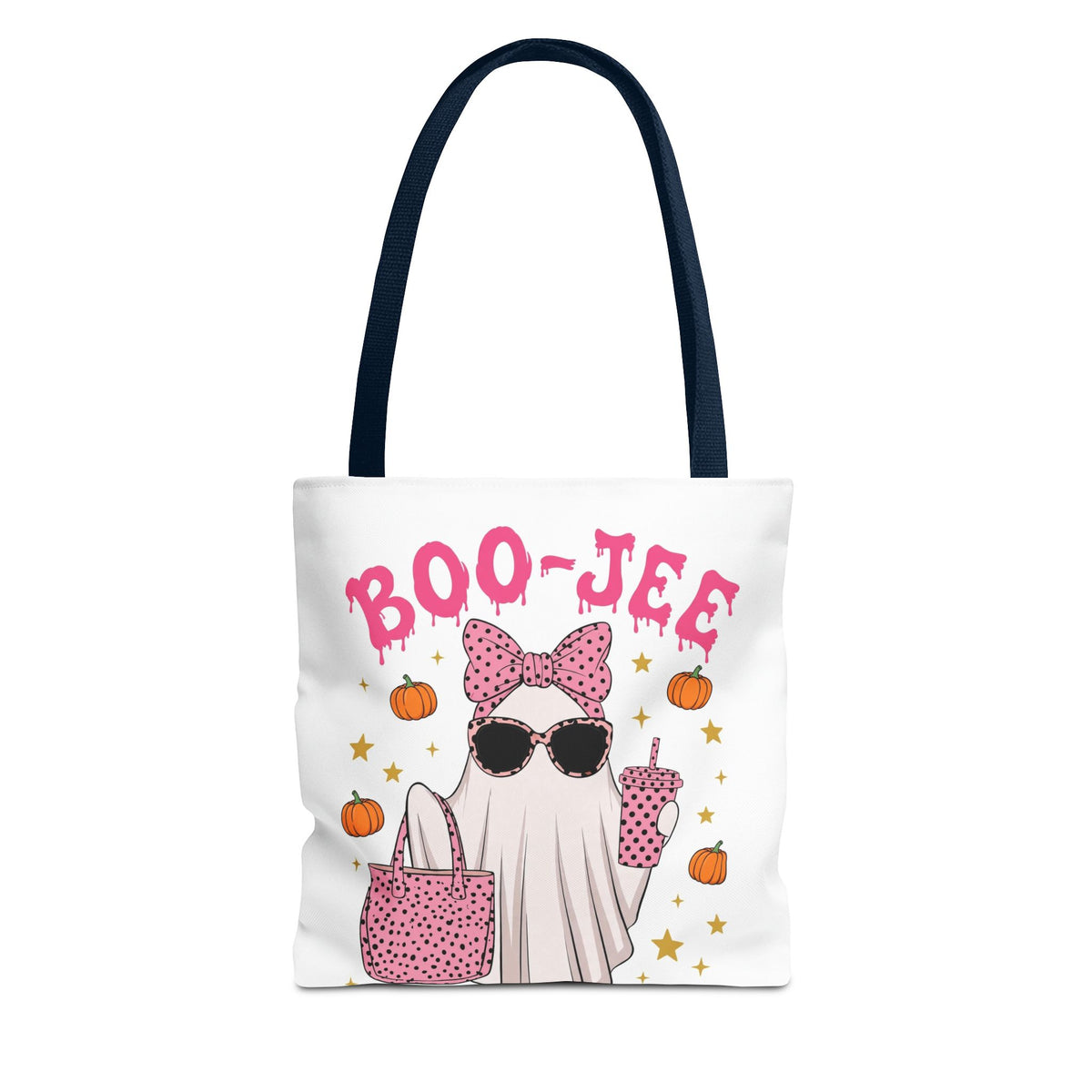 Boo-Jee Ghost Tote Bag - Pink Polka Dot Halloween