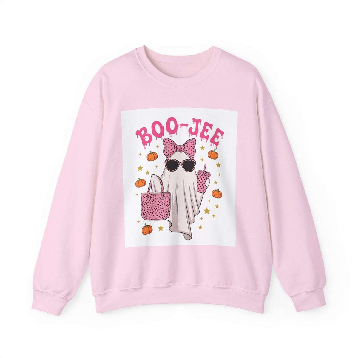 Boo-Jee Ghost Sweatshirt - Pink Polka Dot Halloween
