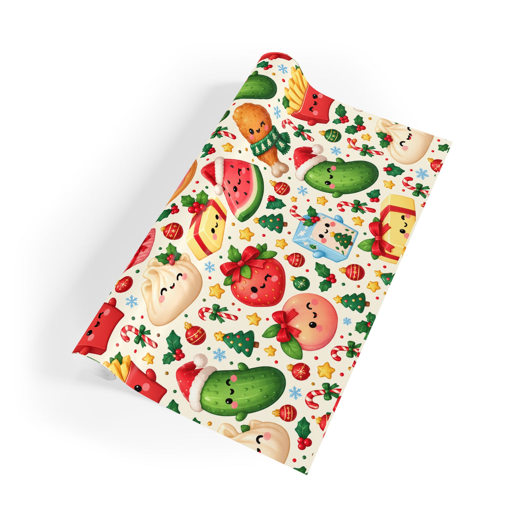 Wrapping Paper Roll — Cute Kawaii Fruits & Snacks Holiday Gift Wrap