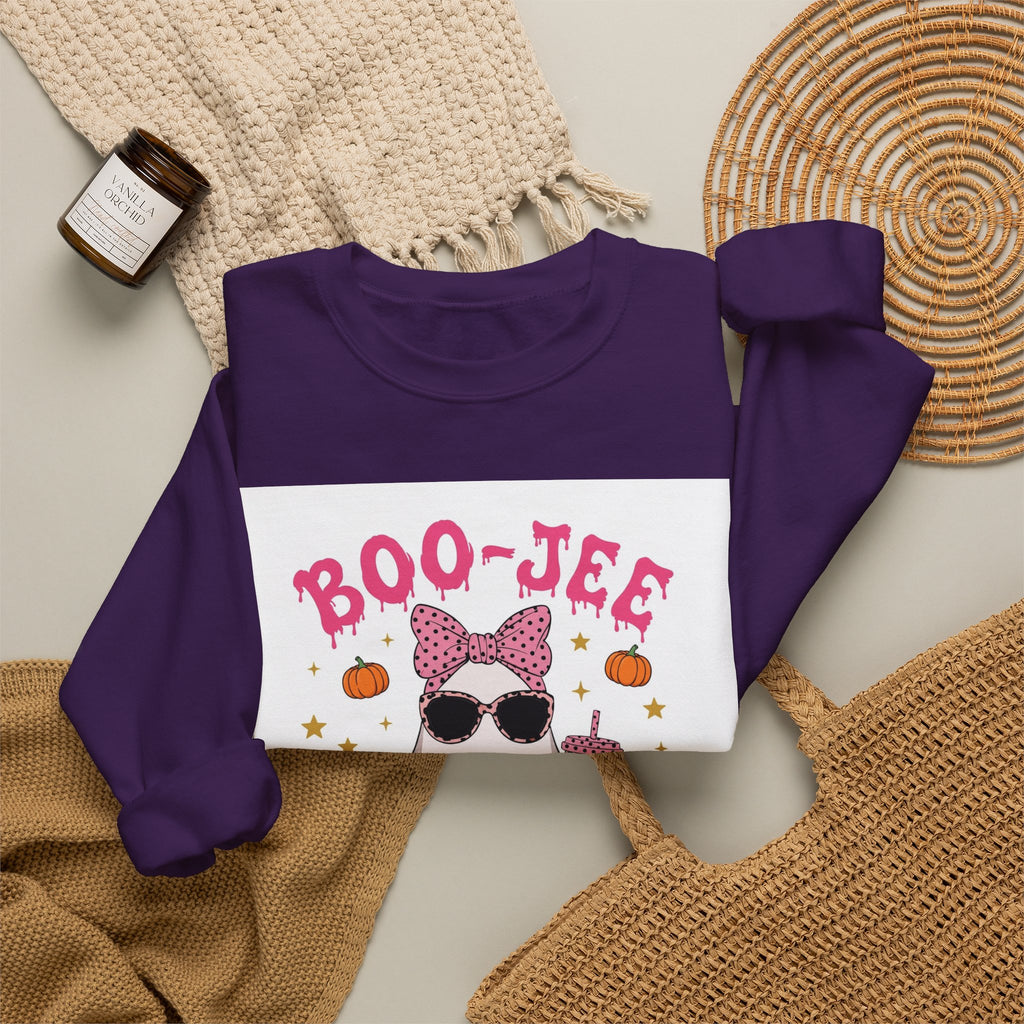 Boo-Jee Ghost Sweatshirt - Pink Polka Dot Halloween