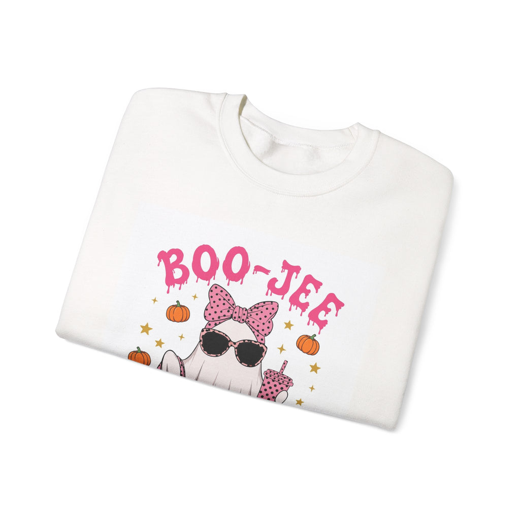 Boo-Jee Ghost Sweatshirt - Pink Polka Dot Halloween