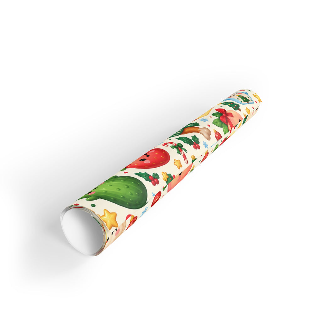 Wrapping Paper Roll — Cute Kawaii Fruits & Snacks Holiday Gift Wrap
