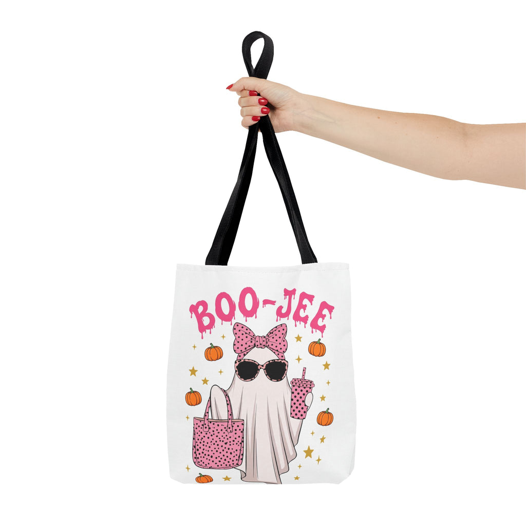 Boo-Jee Ghost Tote Bag - Pink Polka Dot Halloween