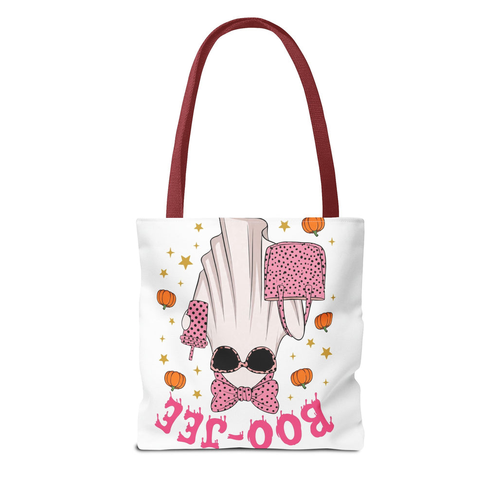 Boo-Jee Ghost Tote Bag - Pink Polka Dot Halloween