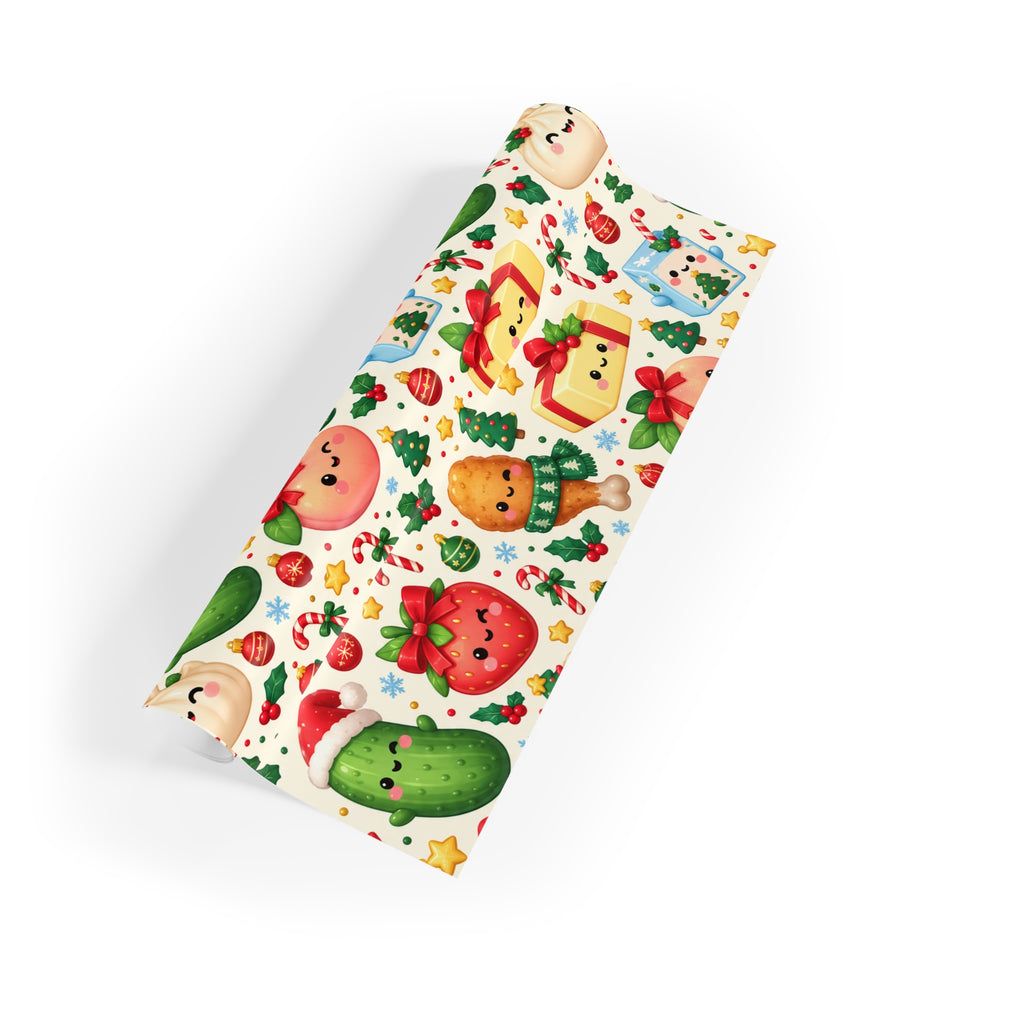 Wrapping Paper Roll — Cute Kawaii Fruits & Snacks Holiday Gift Wrap