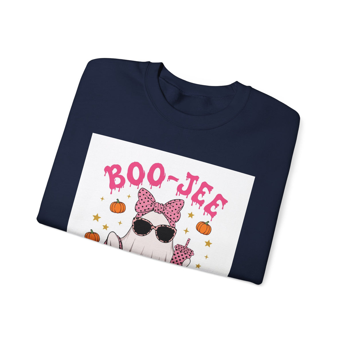 Boo-Jee Ghost Sweatshirt - Pink Polka Dot Halloween