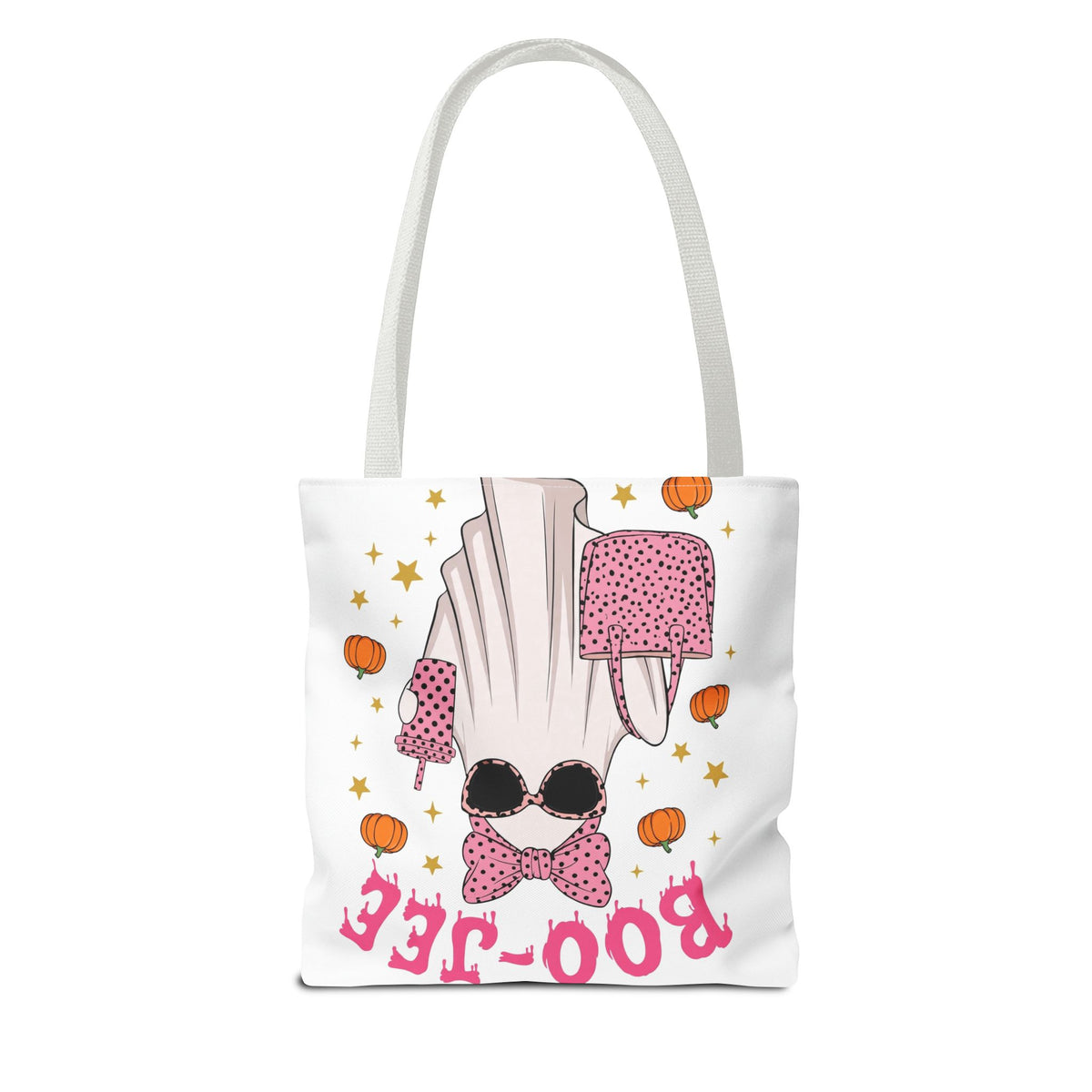 Boo-Jee Ghost Tote Bag - Pink Polka Dot Halloween