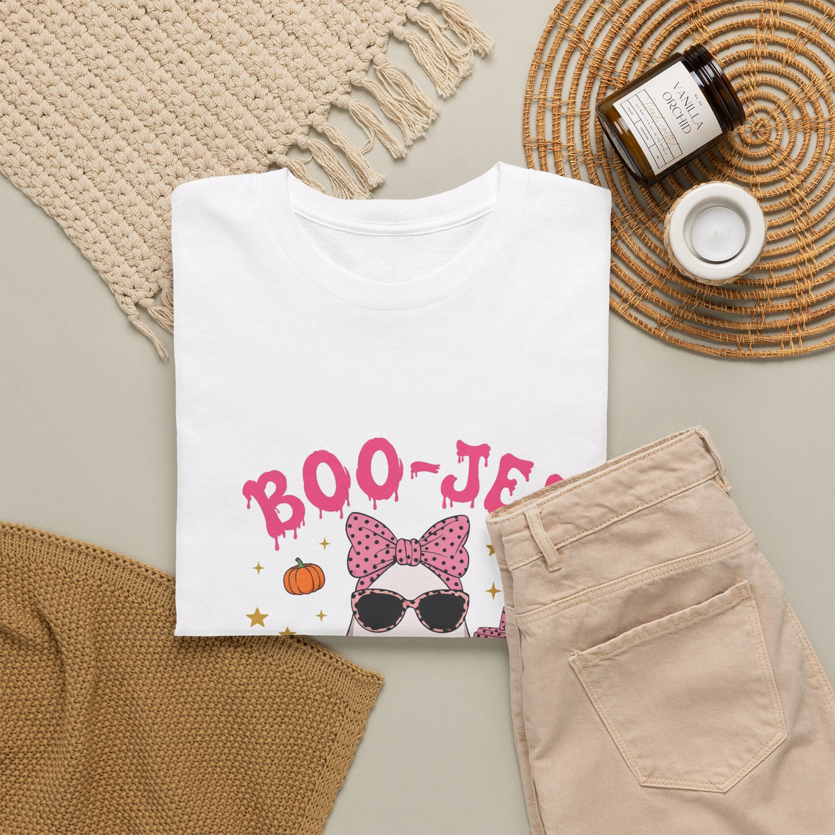 Boo-Jee Ghost T-Shirt - Pink Polka Dot Halloween