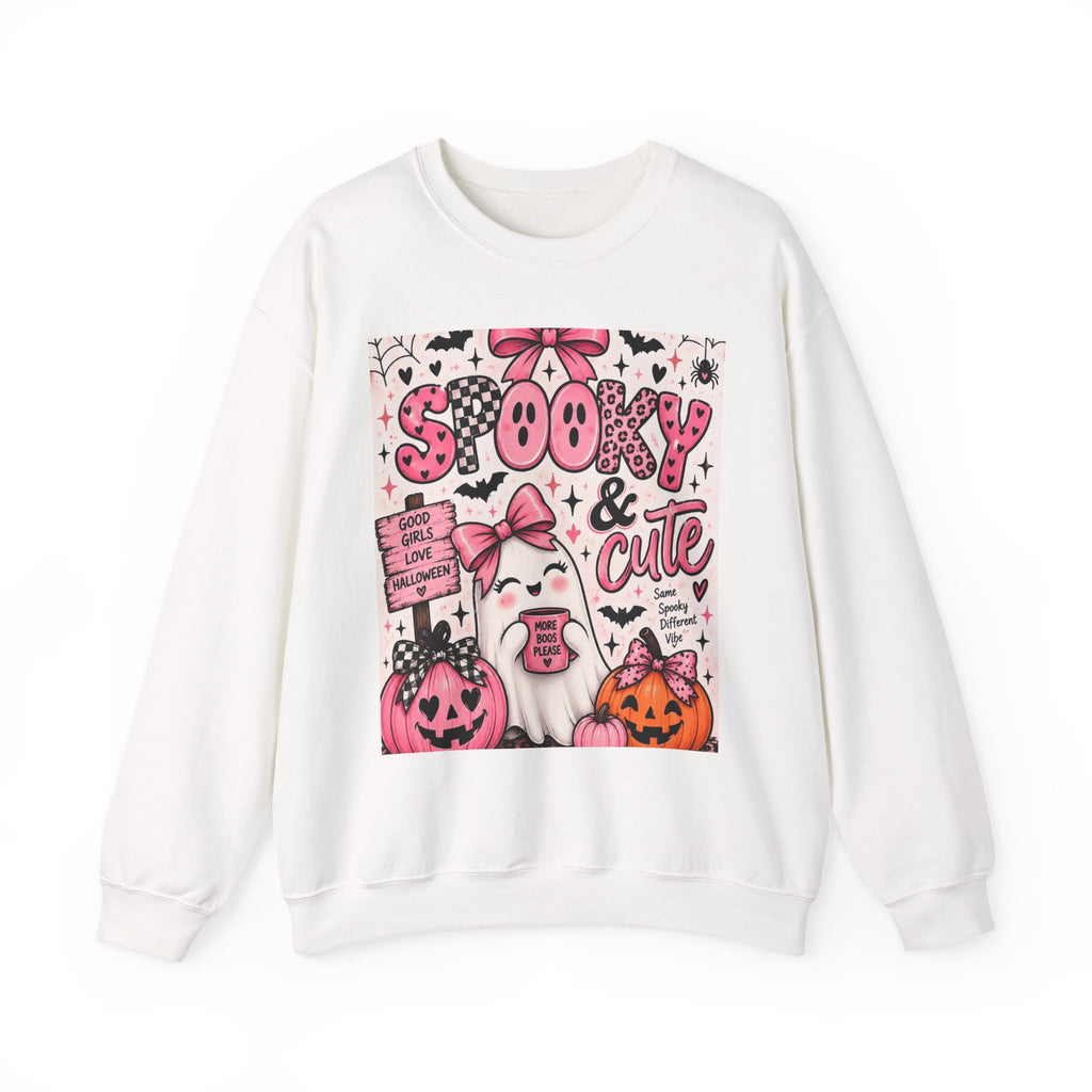 Spooky Cute Halloween Sweatshirt - Pink Ghost Pumpkins Bats