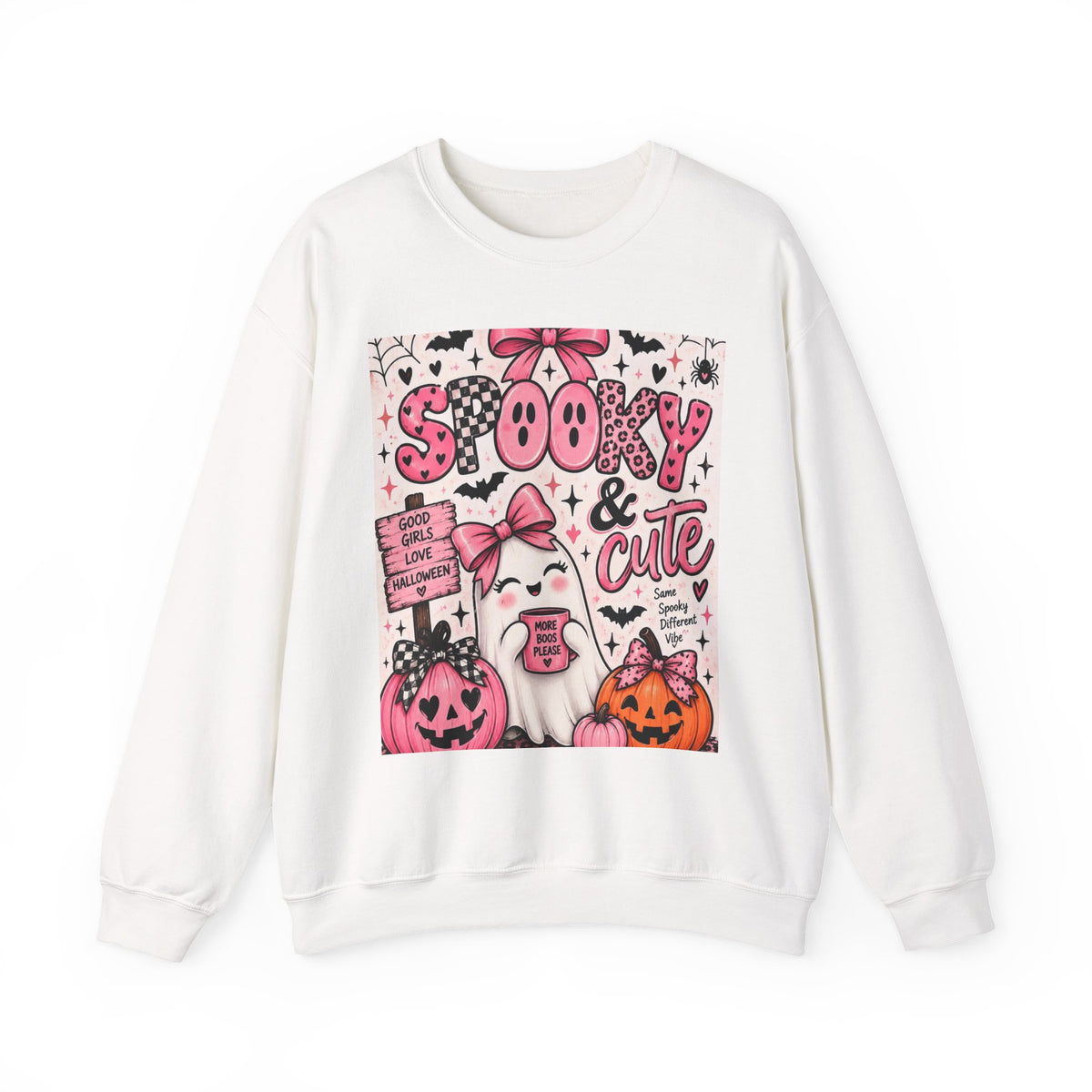 Spooky Cute Halloween Sweatshirt - Pink Ghost Pumpkins Bats