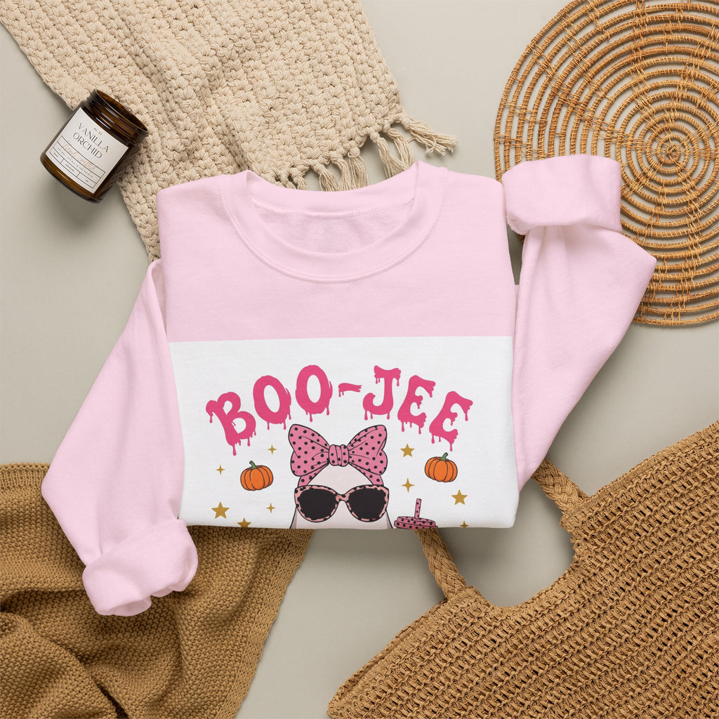 Boo-Jee Ghost Sweatshirt - Pink Polka Dot Halloween