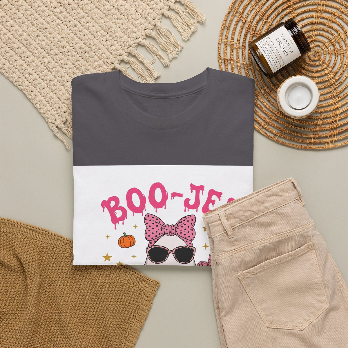 Boo-Jee Ghost T-Shirt - Pink Polka Dot Halloween
