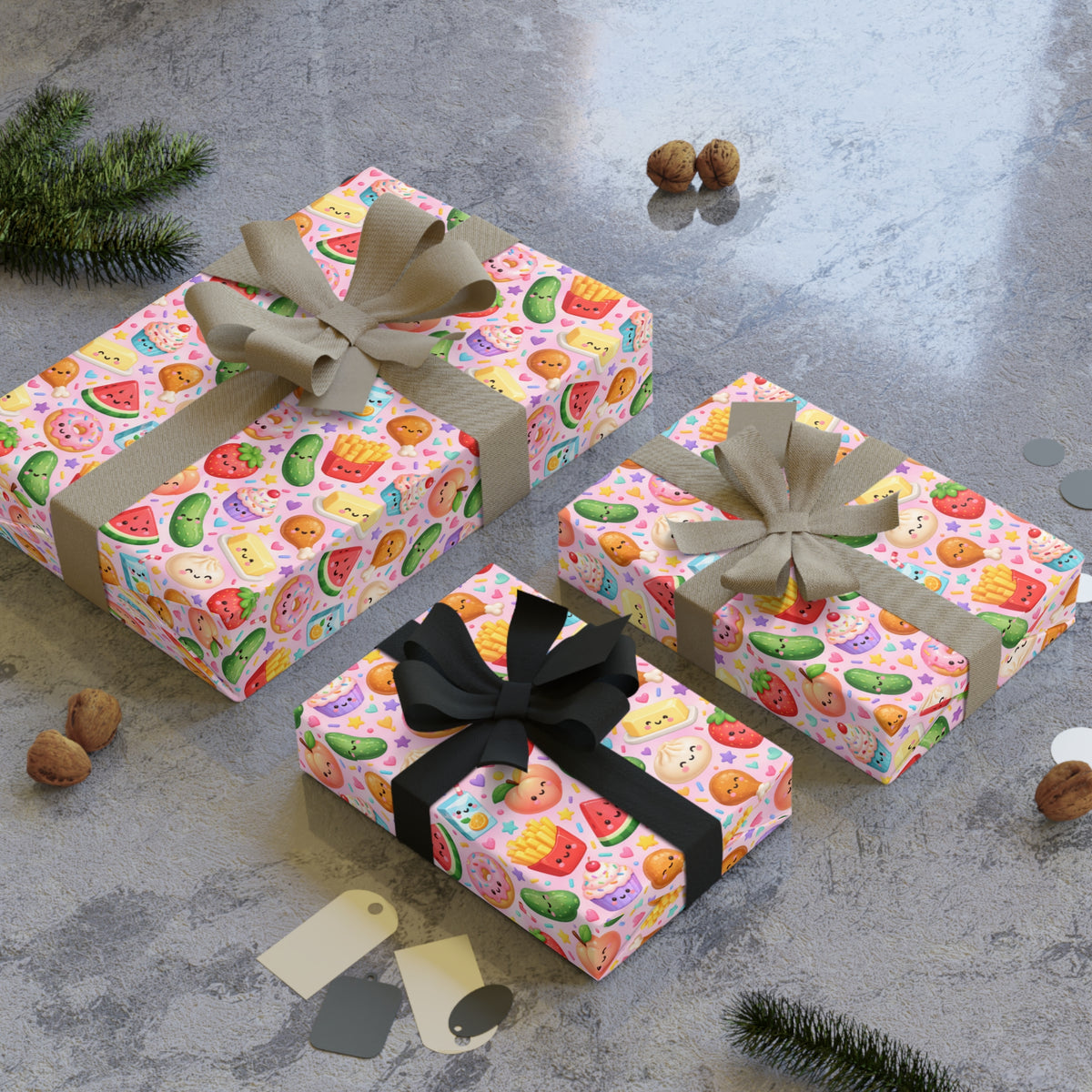 Colorful Squishy Food Birthday girl wrapping Paper