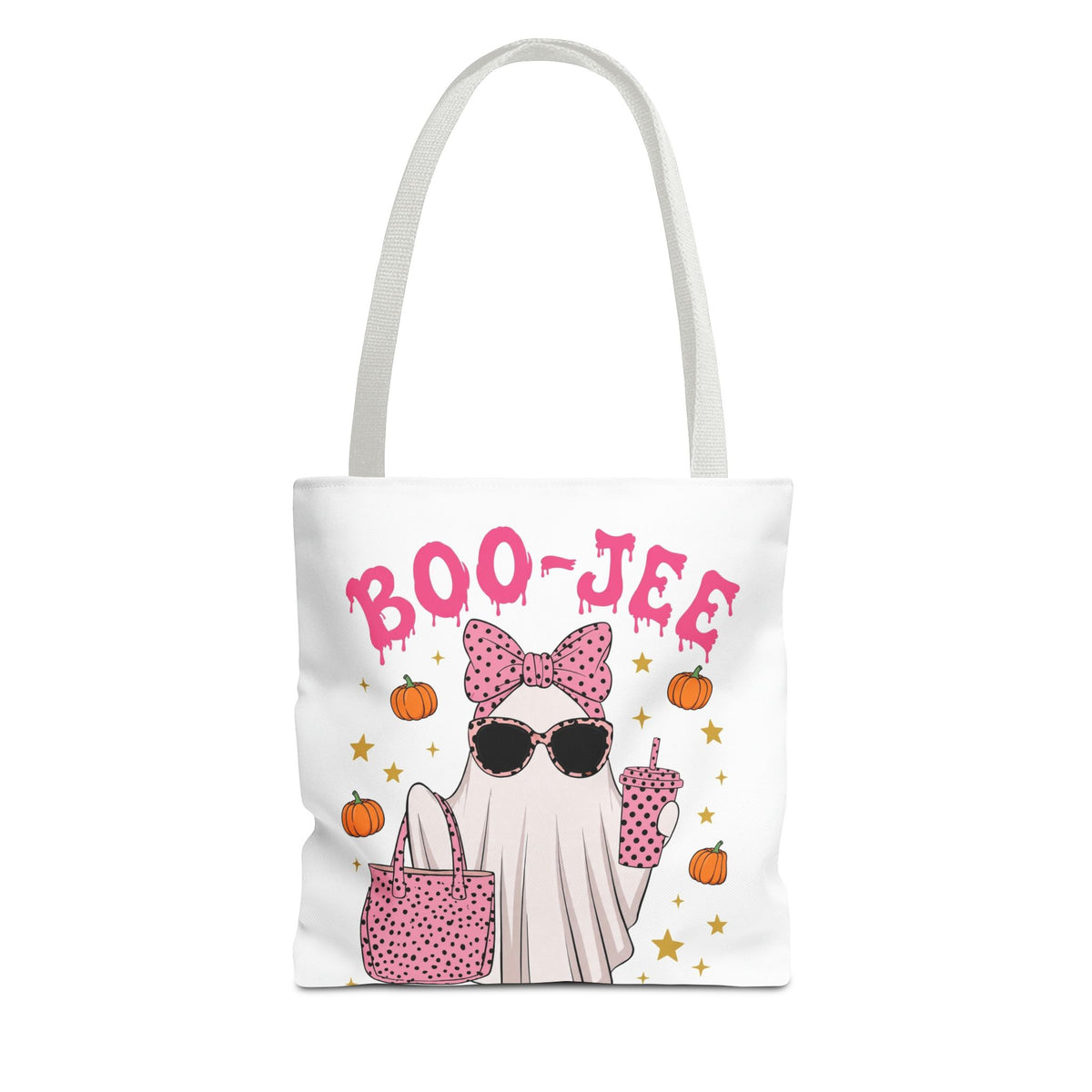 Boo-Jee Ghost Tote Bag - Pink Polka Dot Halloween