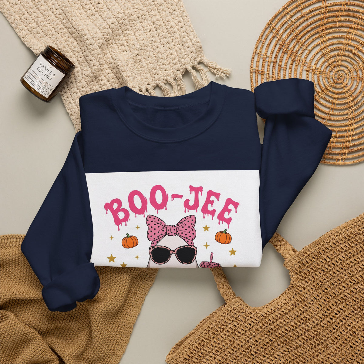 Boo-Jee Ghost Sweatshirt - Pink Polka Dot Halloween
