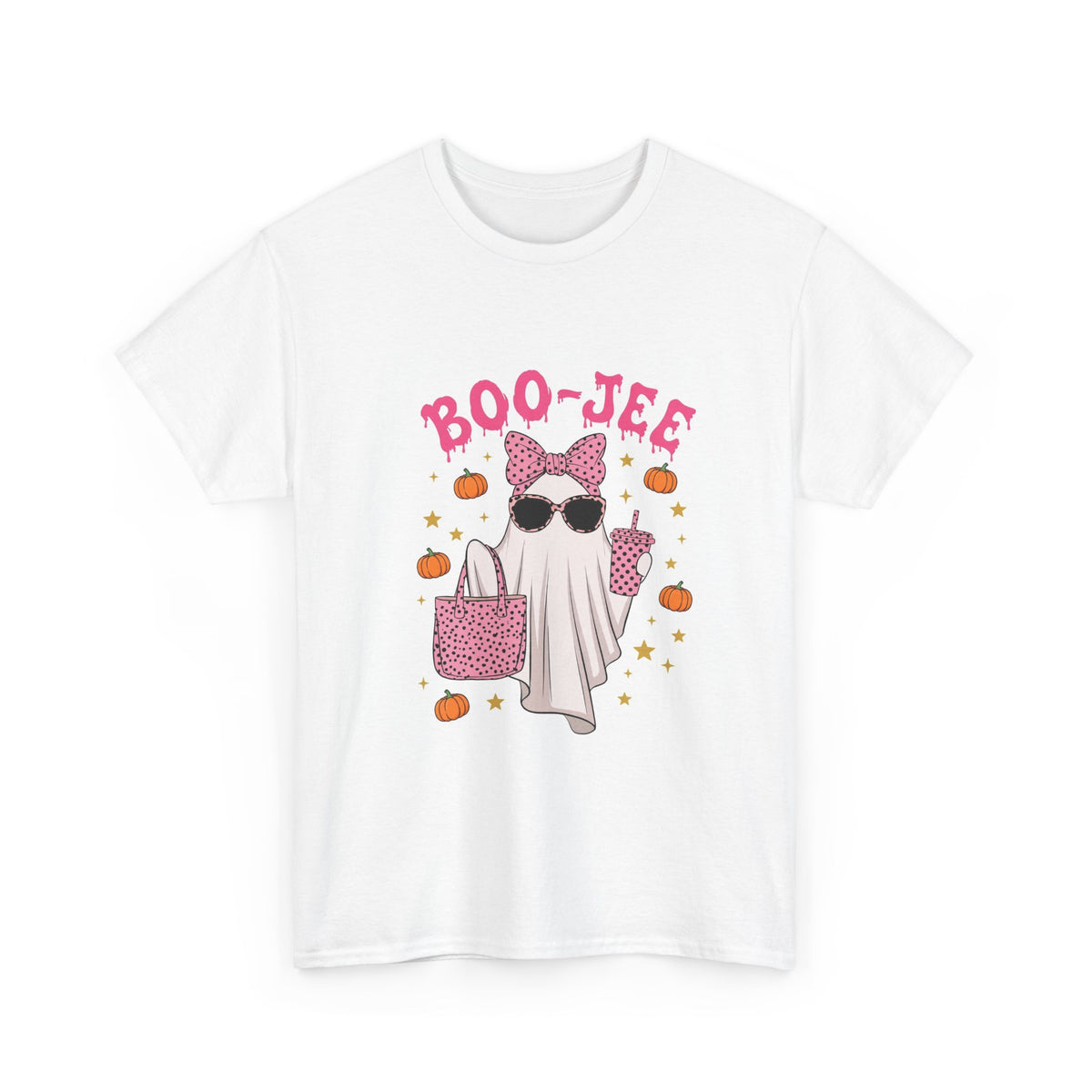 Boo-Jee Ghost T-Shirt - Pink Polka Dot Halloween