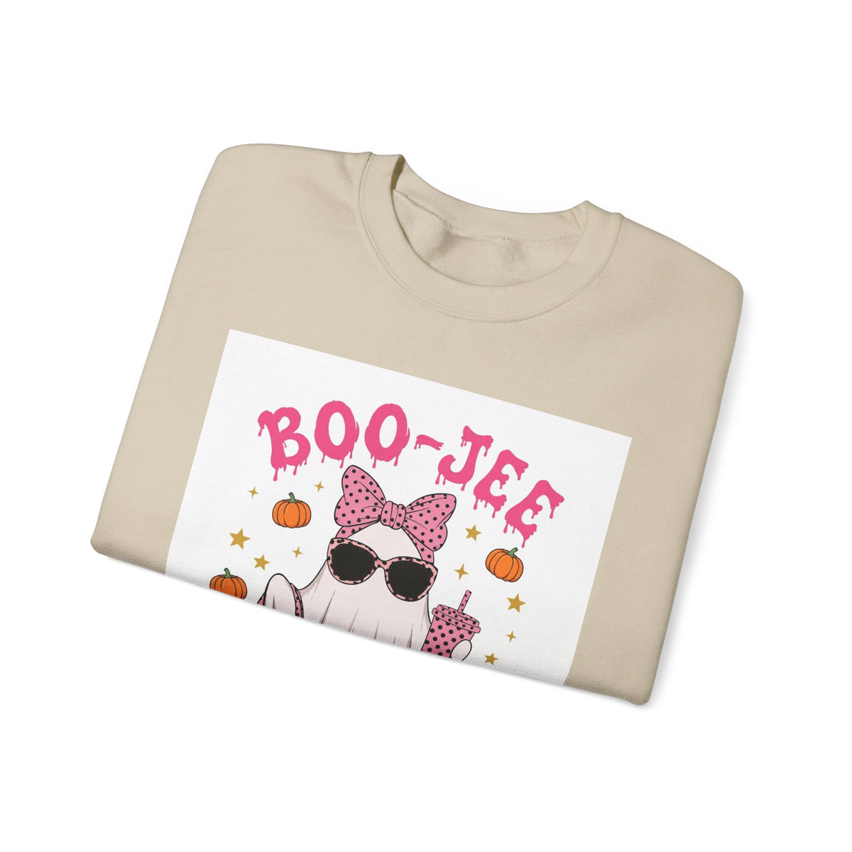 Boo-Jee Ghost Sweatshirt - Pink Polka Dot Halloween