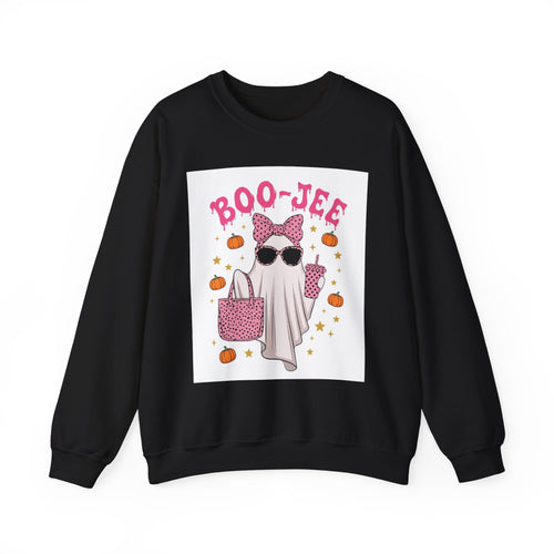 Boo-Jee Ghost Sweatshirt - Pink Polka Dot Halloween