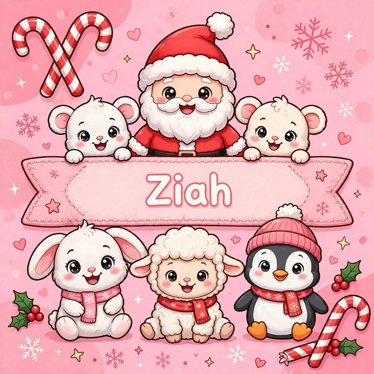 Pink cute Christmas animals design - Lisa's Hot Creations