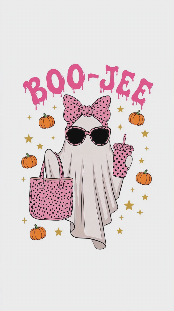 Boo-Jee Ghost Tote Bag - Pink Polka Dot Halloween